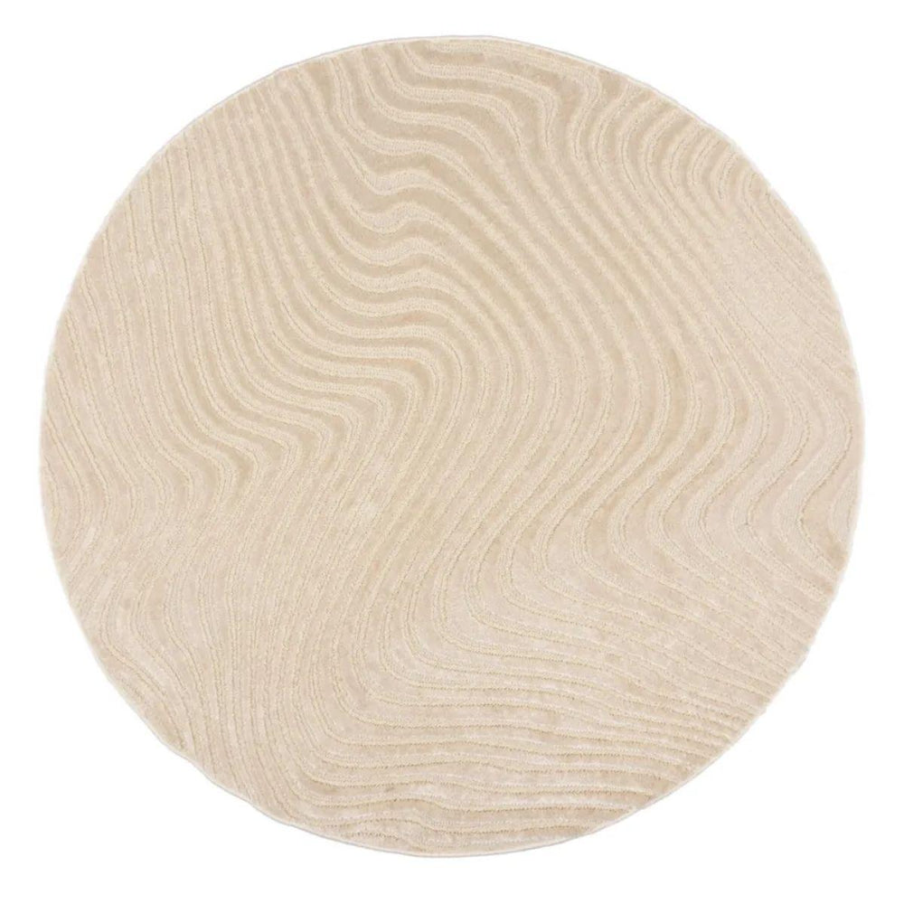 Tapis rond en laine Channel Ivoire 160x160cm