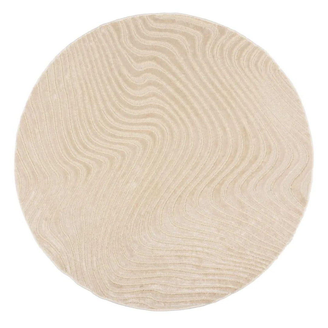 Tapis rond en laine Channel Ivoire 160x160cm