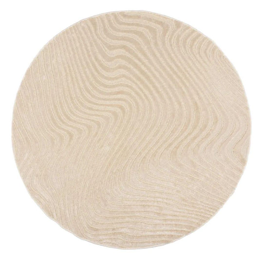 Tapis rond en laine Channel Ivoire 160x160cm