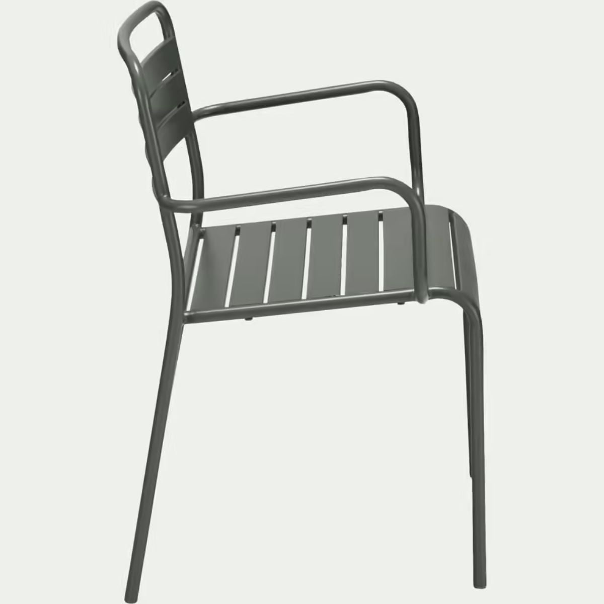Lot de 6 chaises de jardin ALINEA avec accoudoirs en acier - vert cèdre
