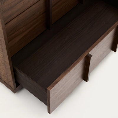 Kave Home- Commode Onix 3 tiroirs en placage de noyer finition foncée 100 x 78 cm