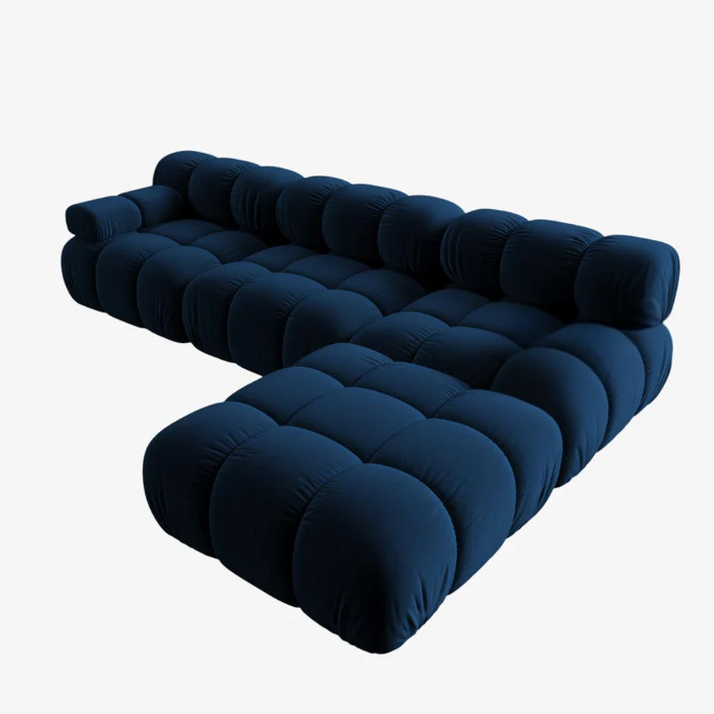 Canapé modulaire en velours Bellis bleu Micadoni 4 places