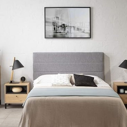 Tête de lit en tissu gris Miconos 160x60cm