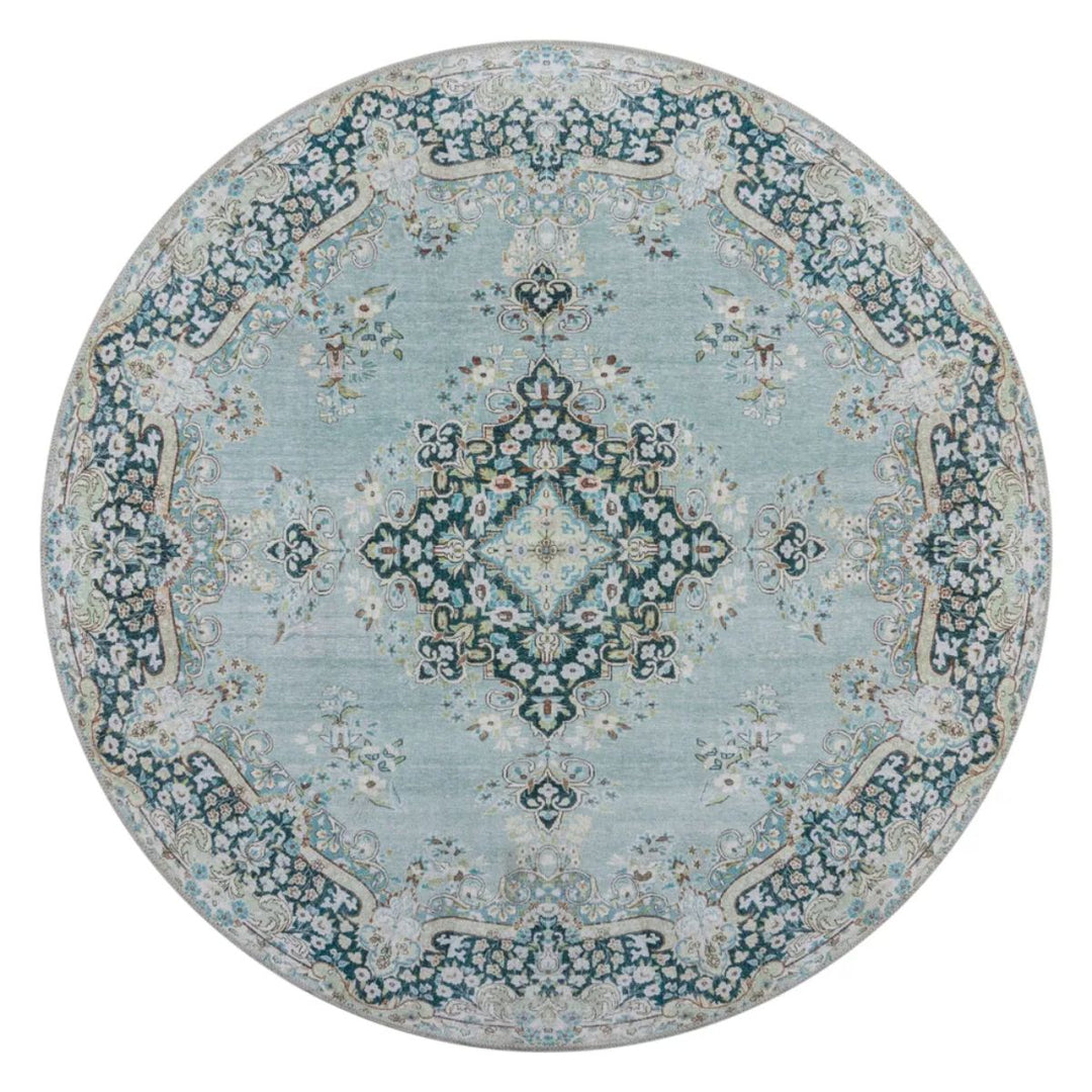 Tapis lavable rond Colby Bleu canard 180x180cm