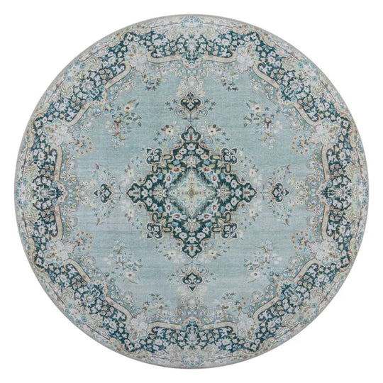 Tapis lavable rond Colby Bleu canard 180x180cm