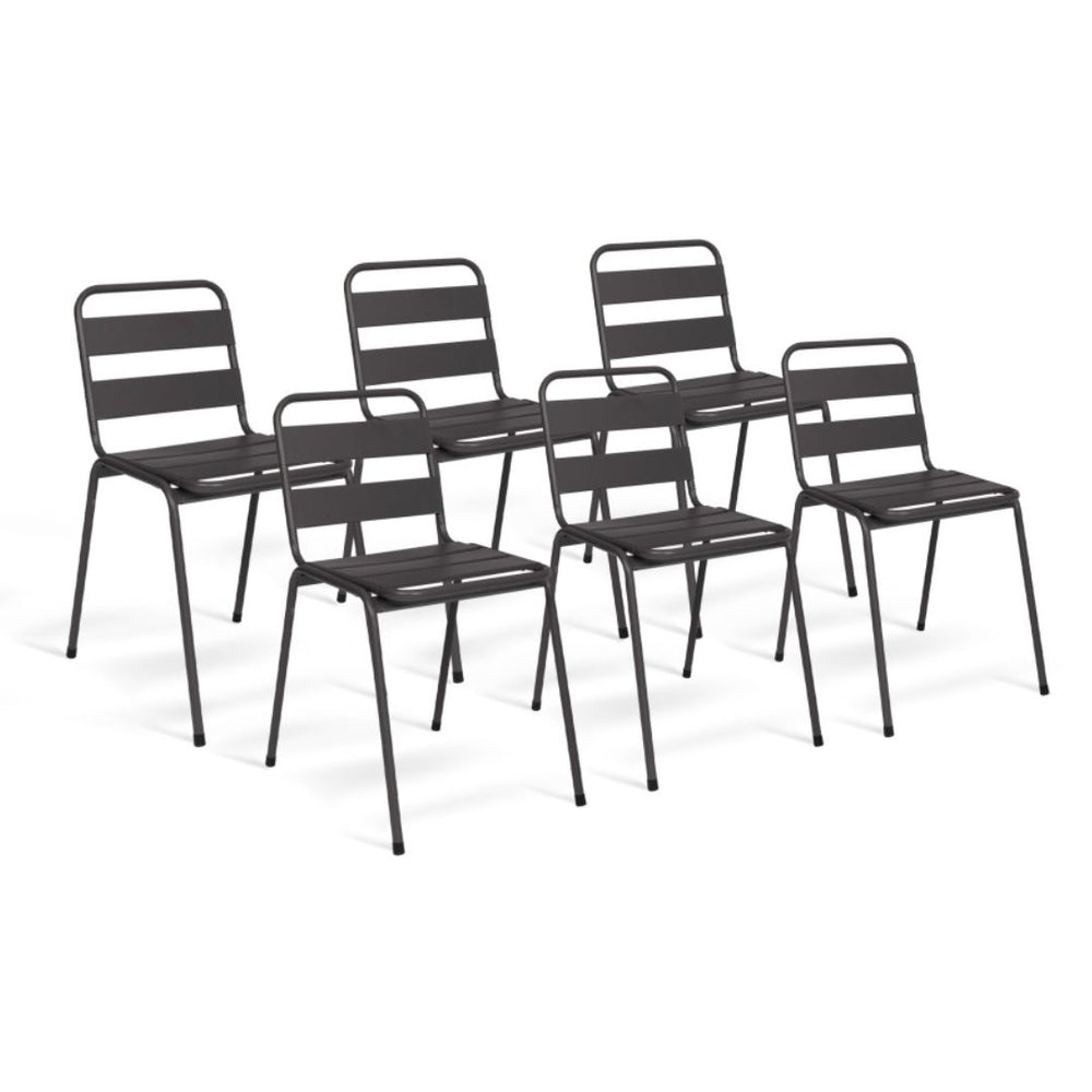 Lot de 6 chaises de jardin Noires en acier