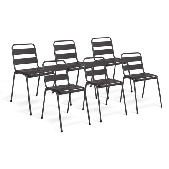 Lot de 6 chaises de jardin Noires en acier