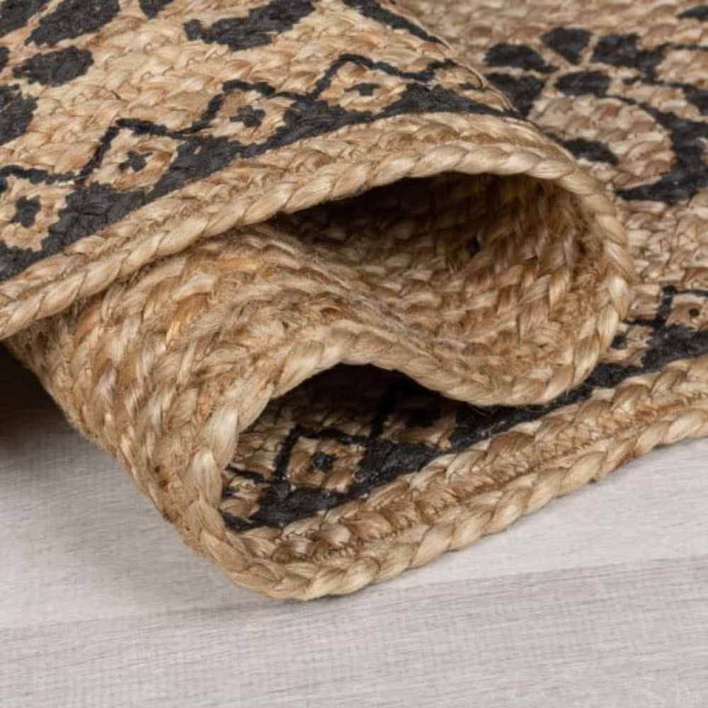 Tapis de couloir en Jute Beige et noir Maisie 60x230cm