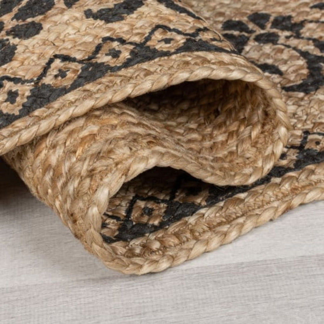 Tapis de couloir en Jute Beige et noir Maisie 60x230cm
