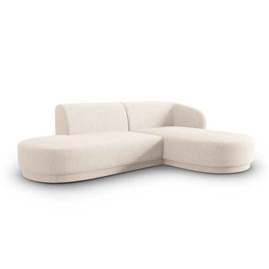 Canapé Lionel d'angle droit modulable 4 places en tissu chenille beige clair