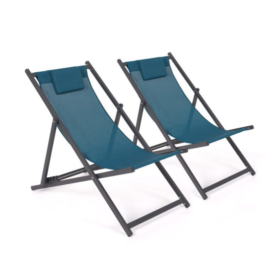 Lot de 2 chilienne bleu canard en métal gris
