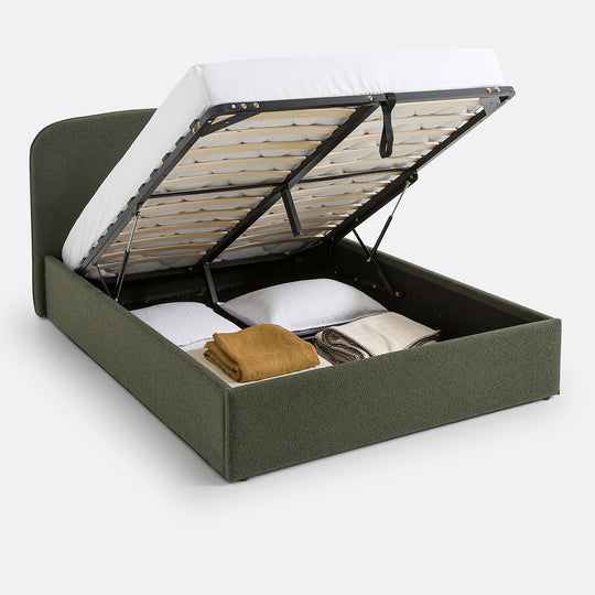 Lit coffre bouclette avec sommier relevable 140x190cm, Conto La Redoute Interieurs