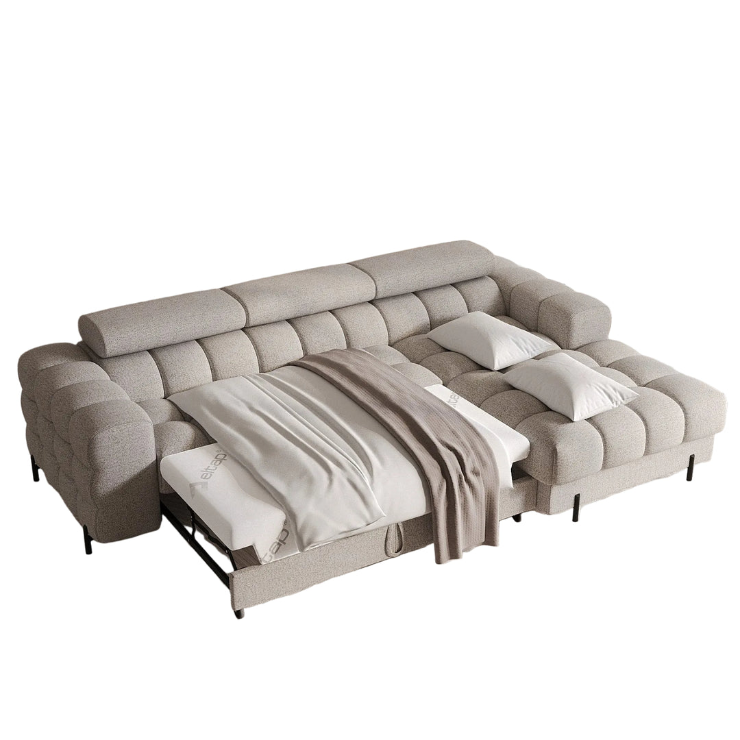 Canapé convertible d'angle droit LES TENDANCES Kate 4 places en tissu beige