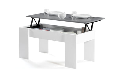 Table basse relevable blanche et grise