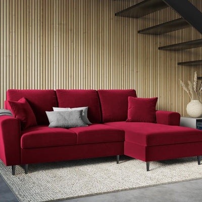 Canapé angle droit MOGHAN Micadoni convertible avec coffre de rangement 4 Places rouge