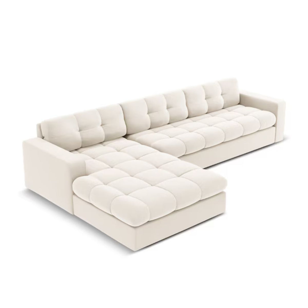 Canapé angle gauche JUSTIN Micadoni 4 Places Beige Clair