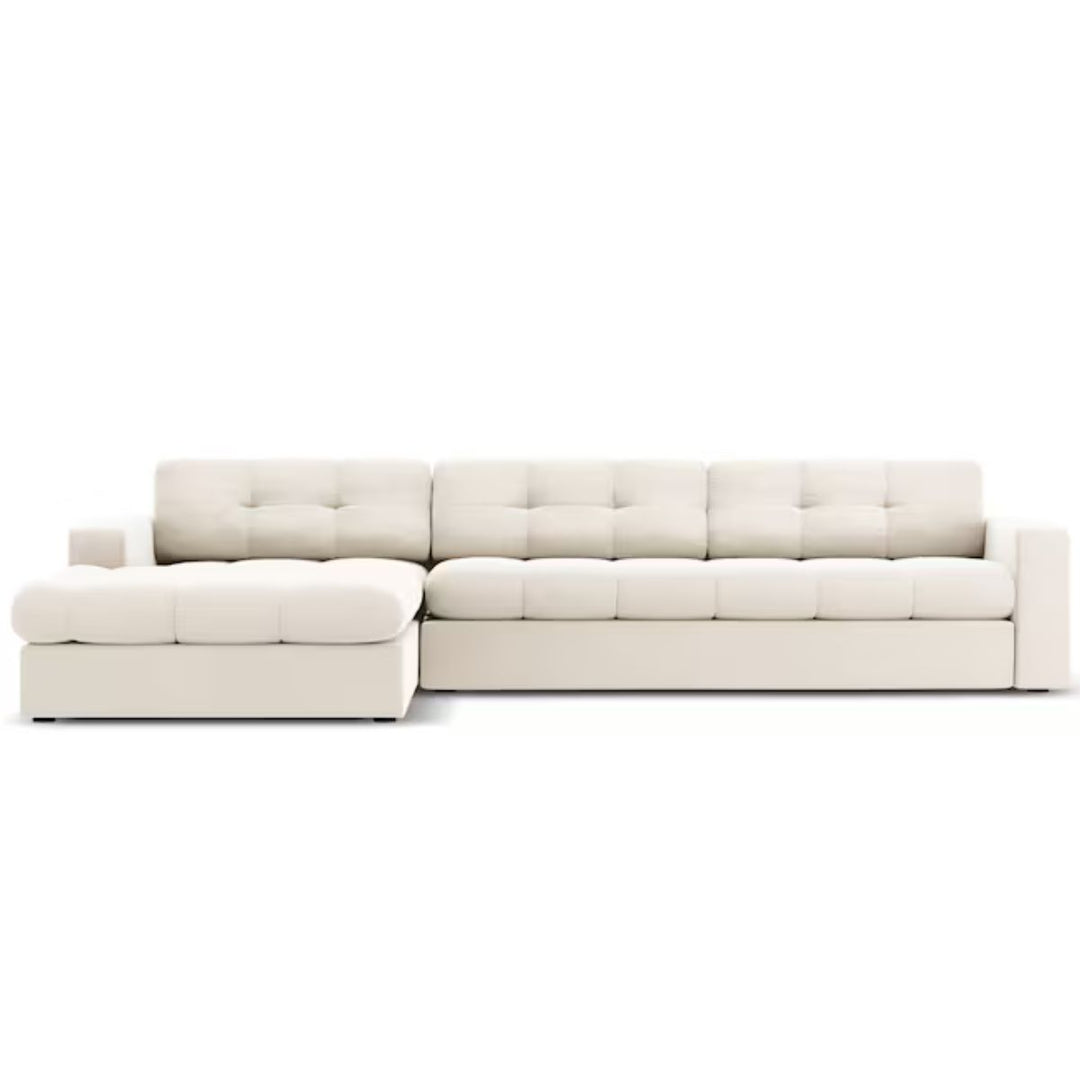 Canapé angle gauche JUSTIN Micadoni 4 Places Beige Clair