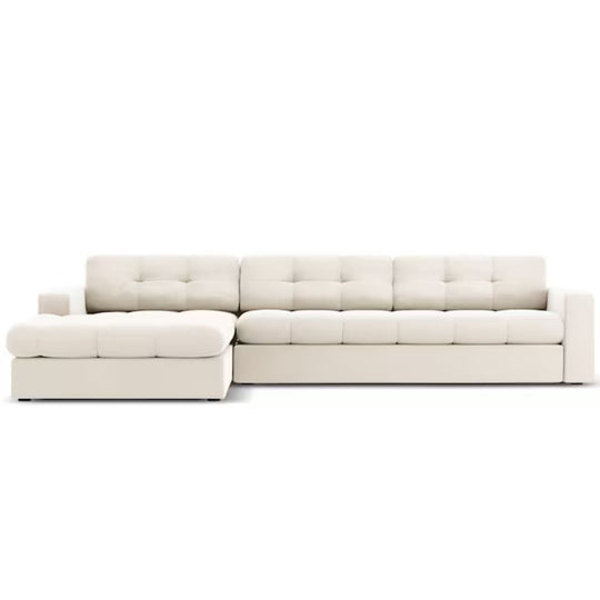 Canapé angle gauche JUSTIN Micadoni 4 Places Beige Clair