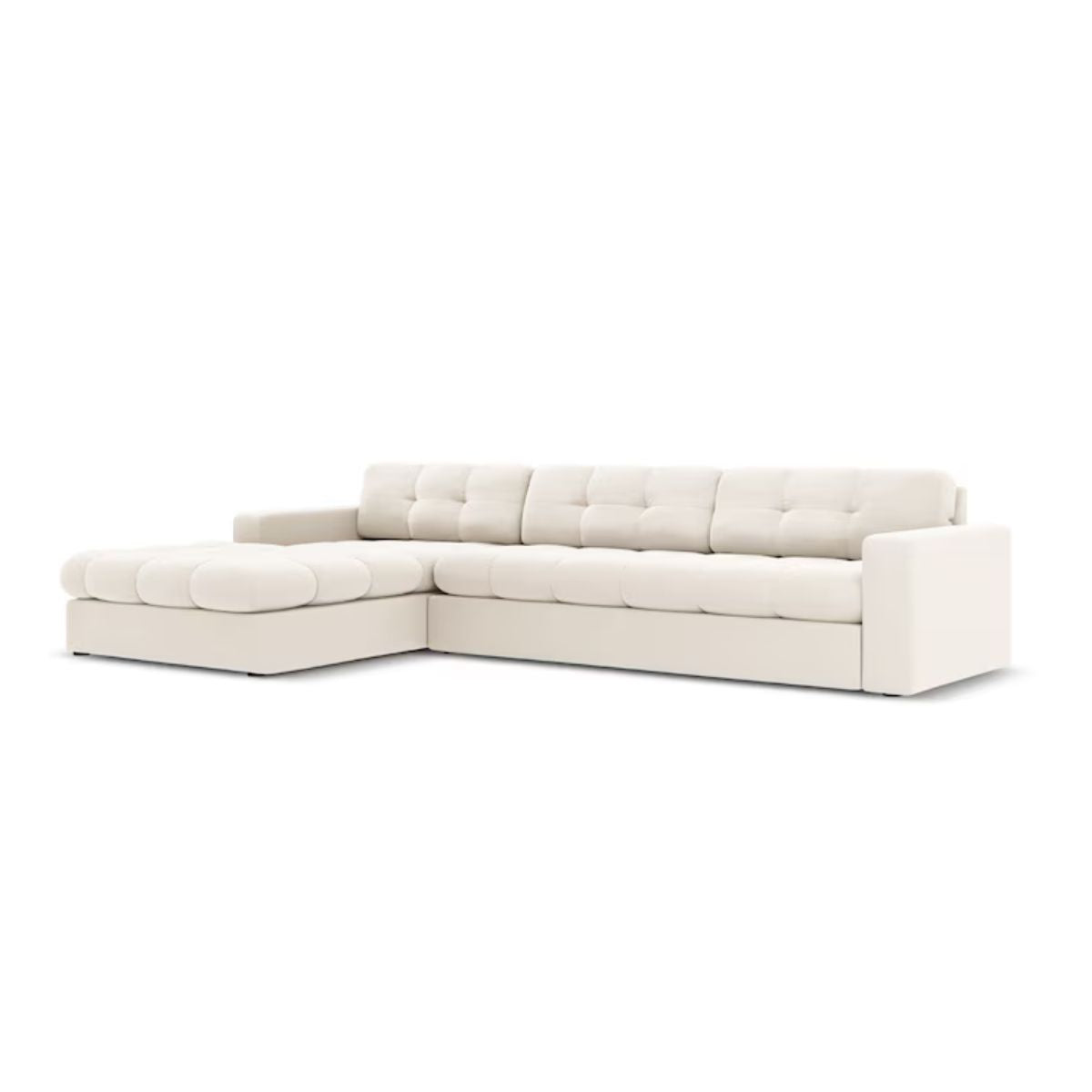 Canapé angle gauche JUSTIN Micadoni 4 Places Beige Clair