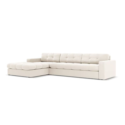 Canapé angle gauche JUSTIN Micadoni 4 Places Beige Clair