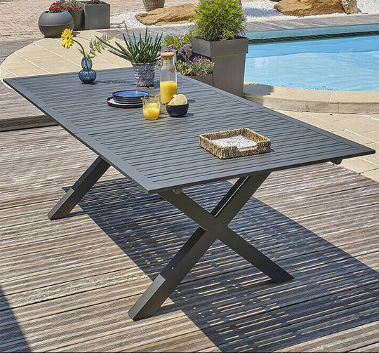 Table de jardin Floride aluminium extensible 240x100cm gris anthracite - DCB GARDEN