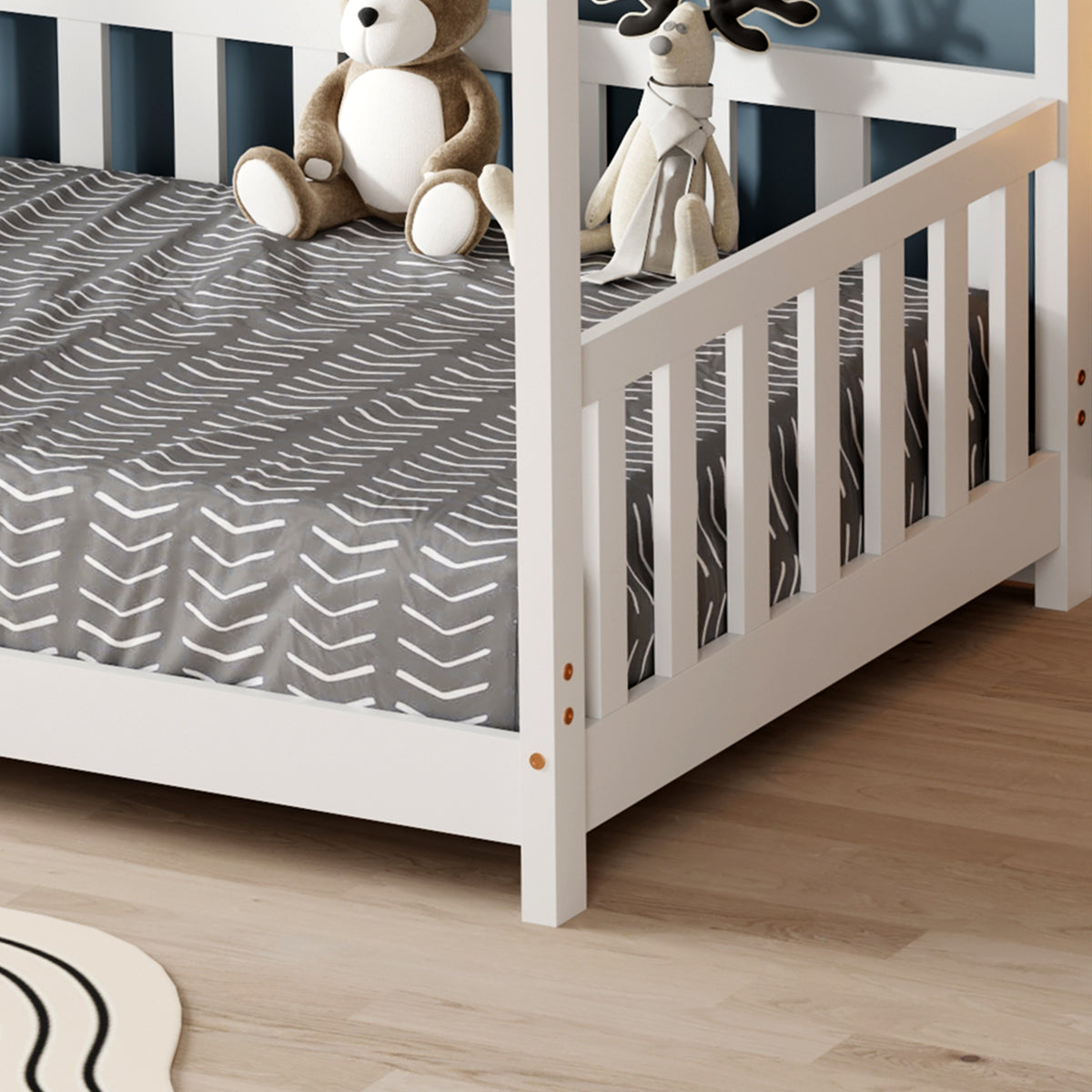 Lit cabane enfant avec barriere 90x190cm TCHOUPI