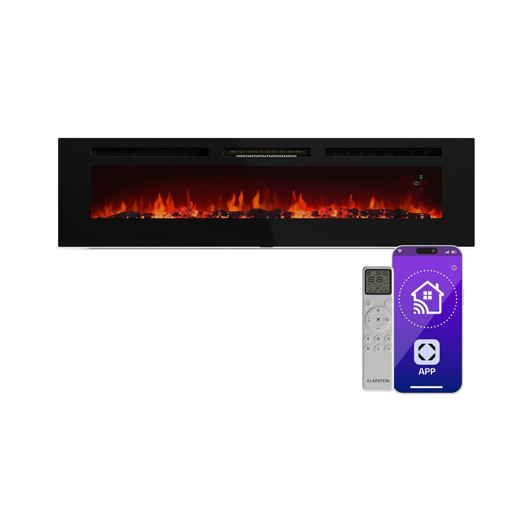 Cheminée électrique Klarstein Galeras Smart Effet de Flamme Murale 1800 W LED Réaliste