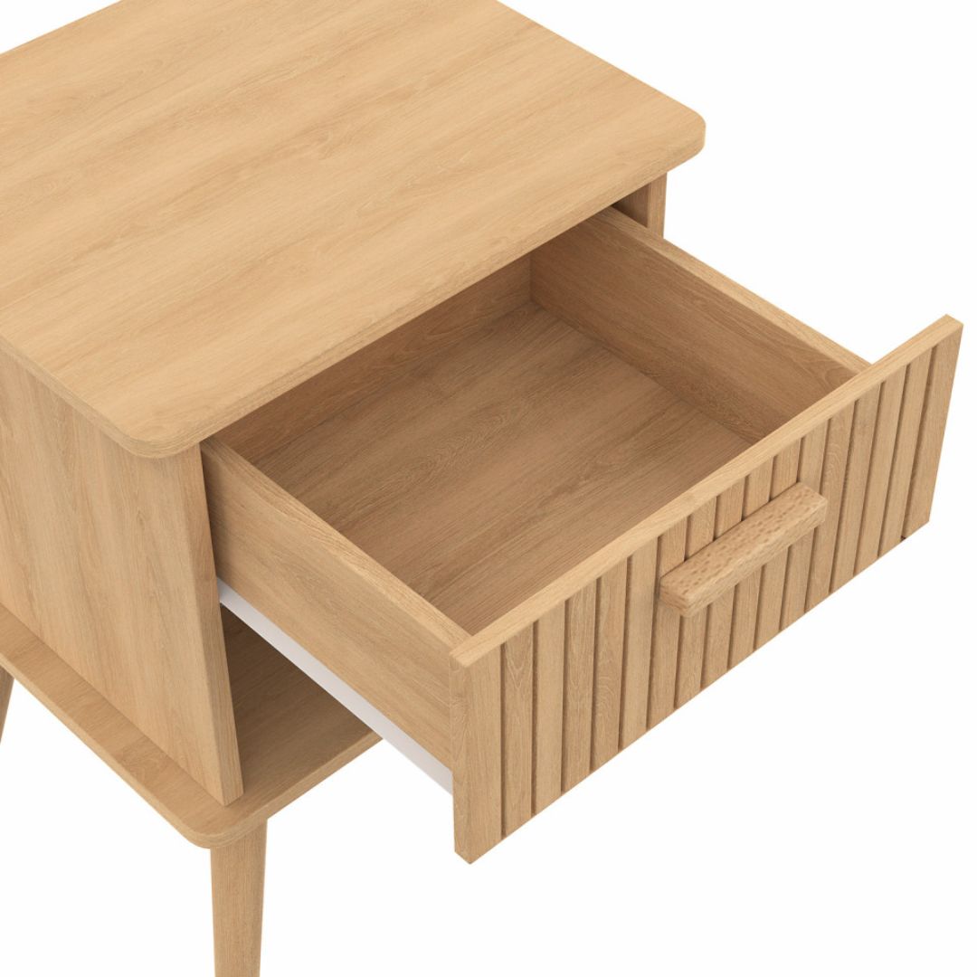 Lot de 2 Tables de chevet 1 tiroir Albane effet lattes