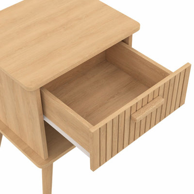 Lot de 2 Tables de chevet 1 tiroir Albane effet lattes