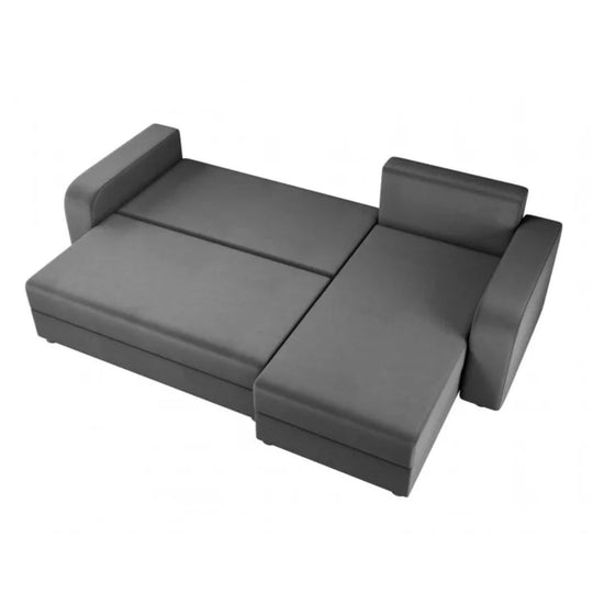 canapé d'angle réversible gris 4 places convertible avec coffre en velours Bestmobilier