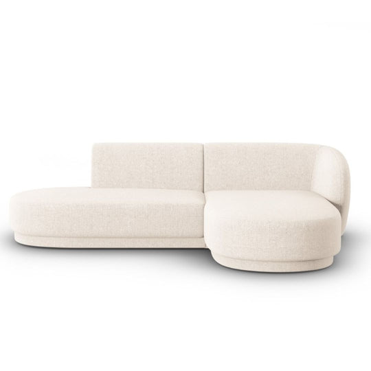 Canapé Lionel d'angle droit modulable 4 places en tissu chenille beige clair