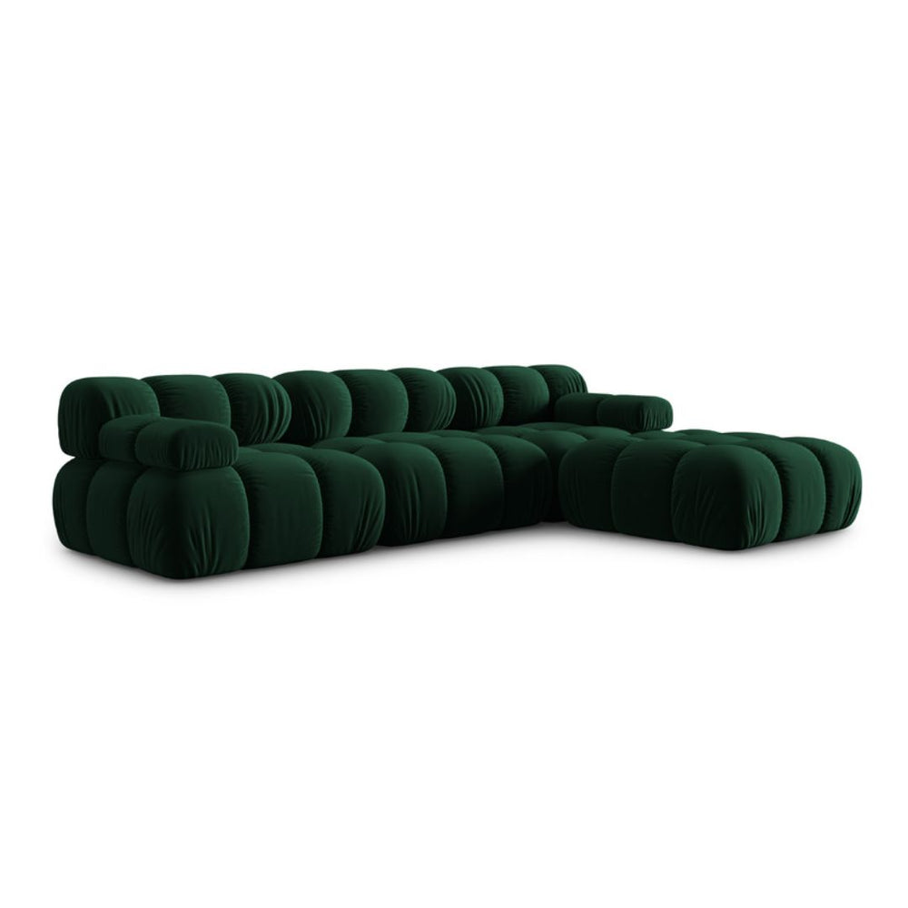 Canapé modulaire en velours Bellis vert Micadoni 4 places