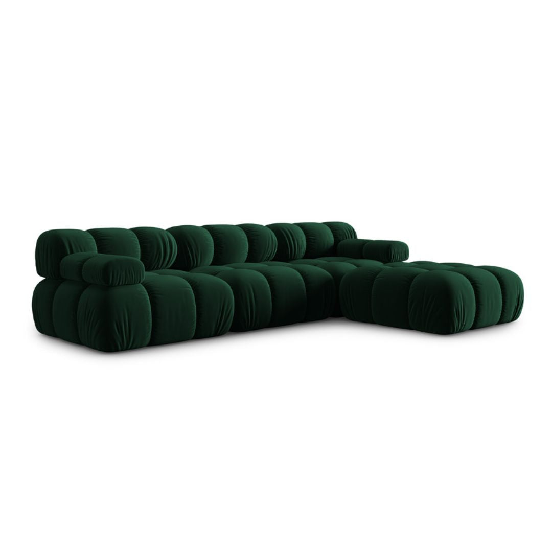Canapé modulaire en velours Bellis vert Micadoni 4 places