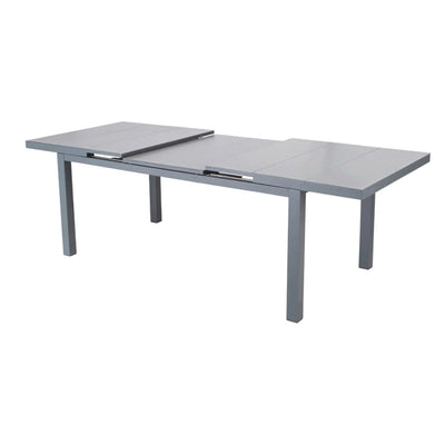 Table de Jardin HYBA Extensible 180/240x100cm en Aluminium Gris foncé et Verre Canberra