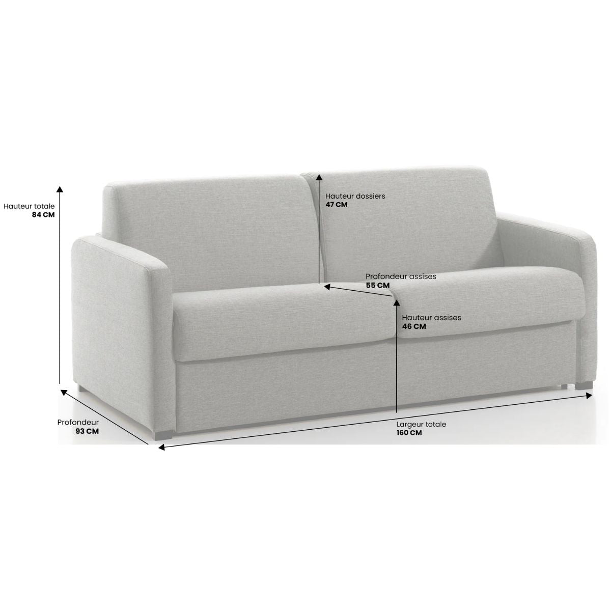 Canapé convertible 2 places en tissu turquoise- Convertible Center