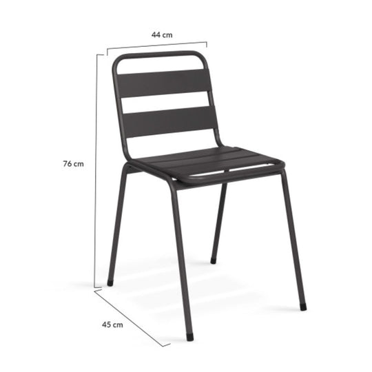 Lot de 6 chaises de jardin Noires en acier