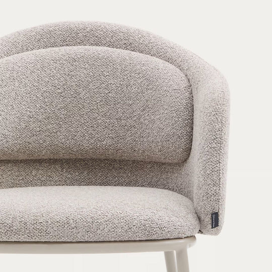 Lot de 4 chaises Idaira en tissu chenille épais et pieds en acier beige Kave Home