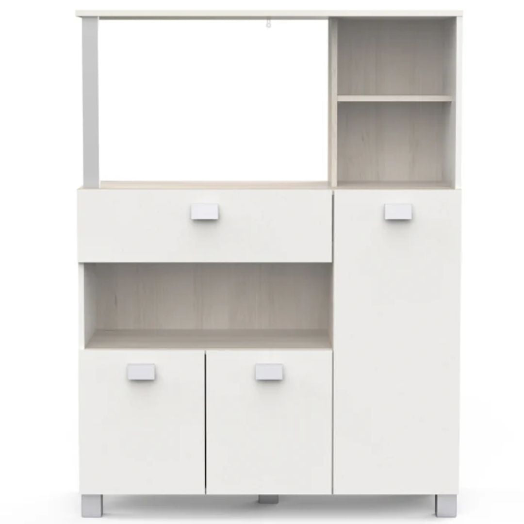 Armoire à micro-ondes Basiel-blanc mat/acacia