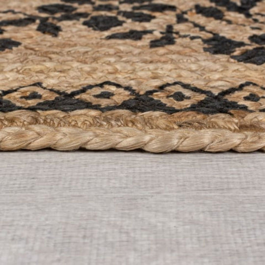 Tapis de couloir en Jute Beige et noir Maisie 60x230cm
