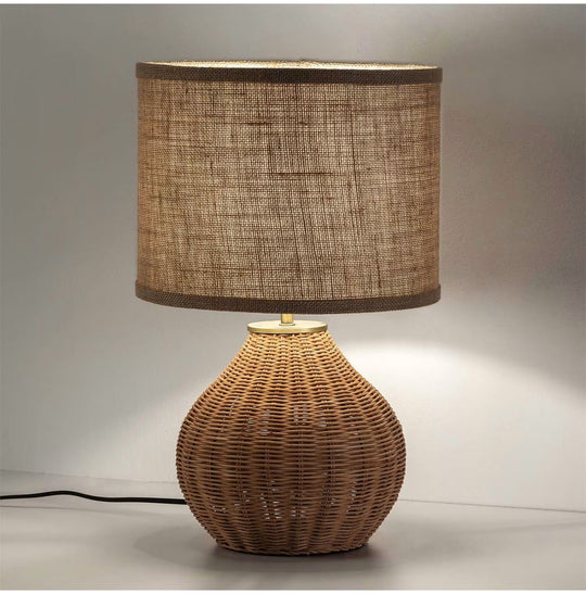 Lampe à poser en rotin naturel NAOKO, diamètre 31 cm