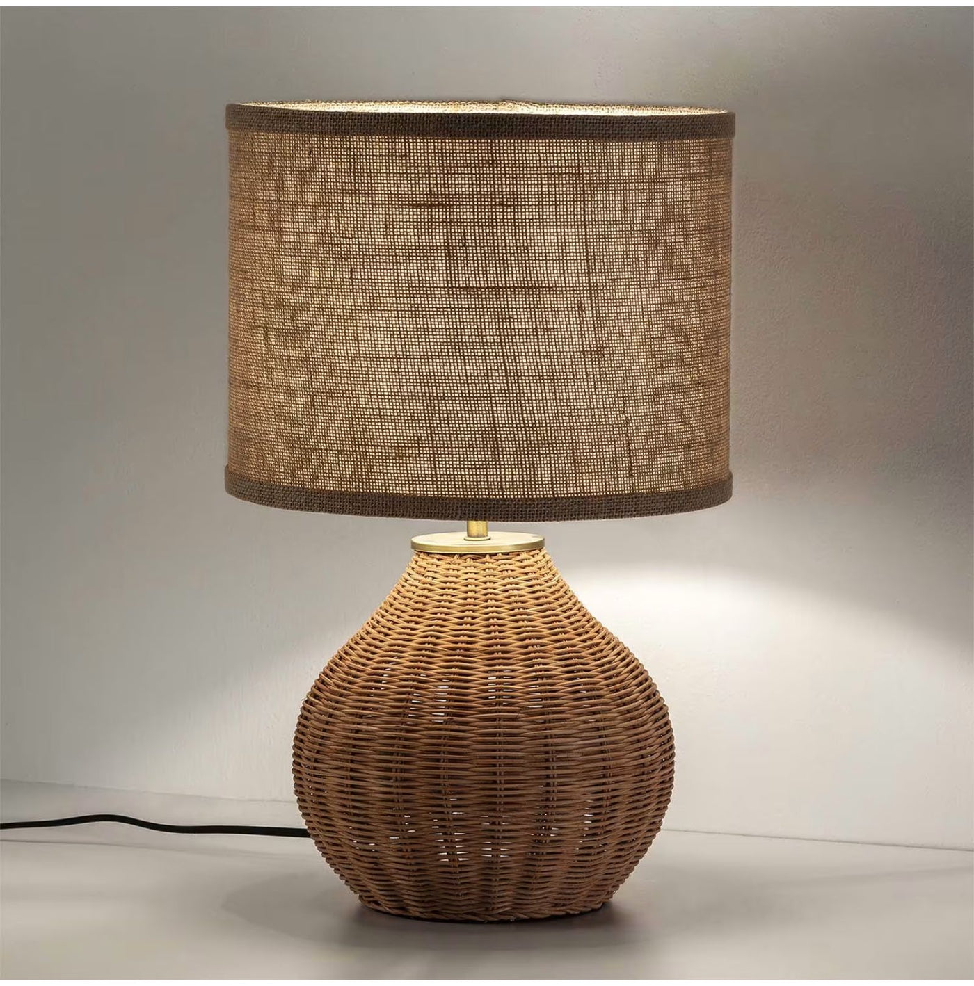 Lampe à poser en rotin naturel NAOKO, diamètre 31 cm