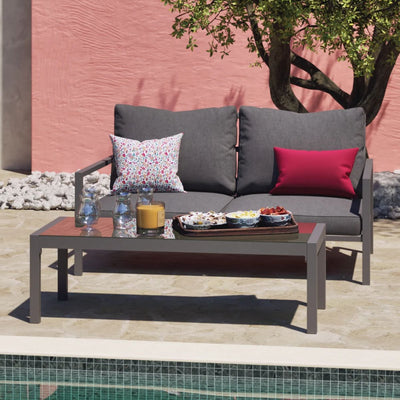 Salon de Jardin Bas en Aluminium Gris 4 pièces Canberra HYBA