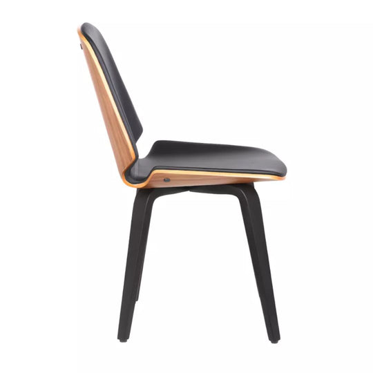 Lot de 6 chaises Vente Unique en simili et placage noyer - Naturel et Noir - SANTAREM
