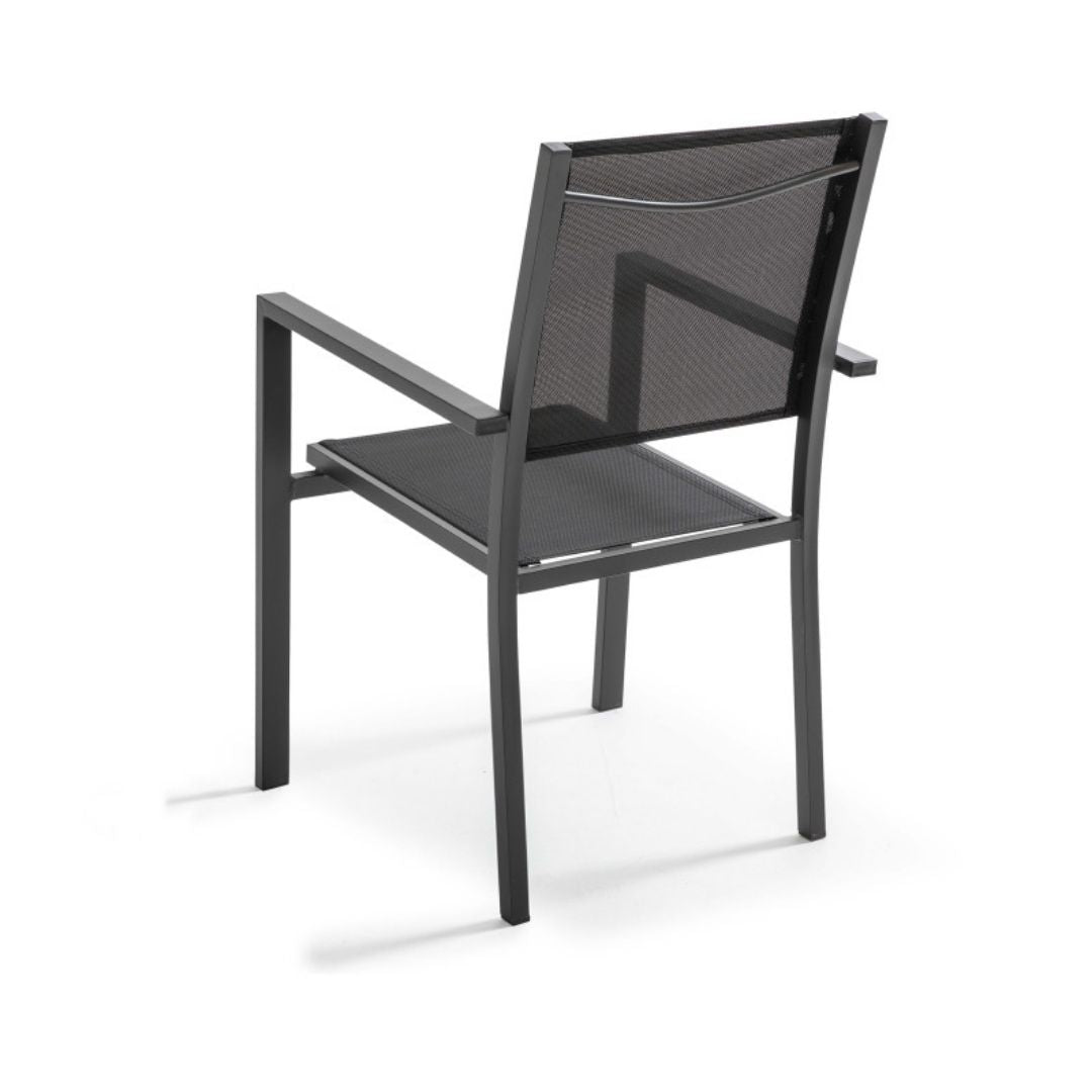 Lot de 4 ou 6 fauteuils de jardin en aluminium et textilène avec accoudoirs AJACCIO