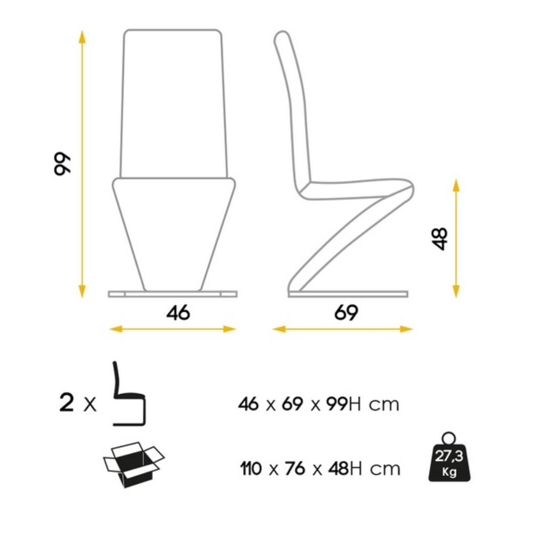 Lot de 2 chaises de salle à manger ZETA capuccino