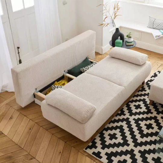 Canapé Cristal 3 places BESTMOBILIER - convertible avec coffre et pouf - en velours côtelé