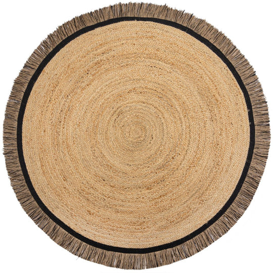 Tapis rond Kahana Jute et noir