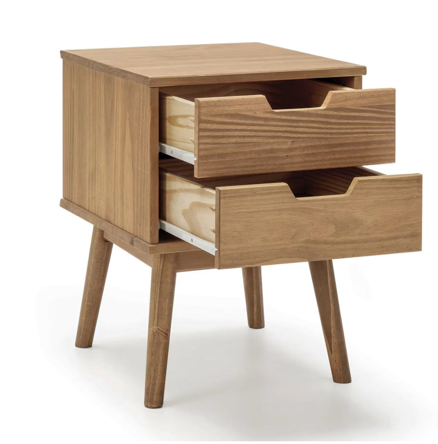 Table de chevet 2 tiroir, fabriqué en bois de pin massif