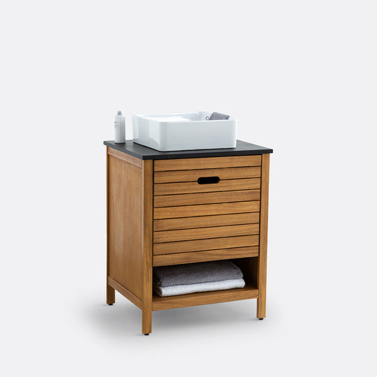 Meuble sous vasque La Redoute Interieurs, Saturne, Acacia, 60 cm