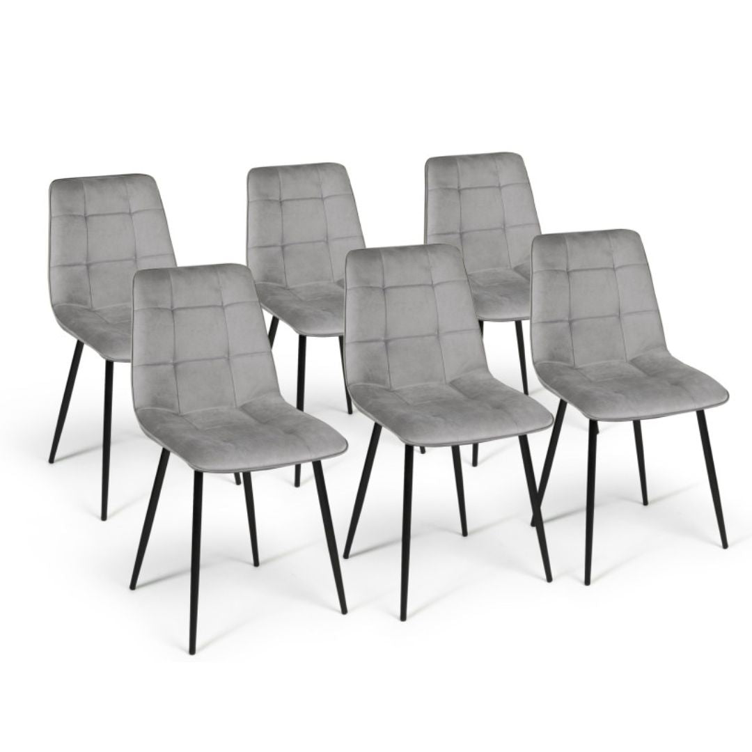Lot de 6 chaises Linda Gris clair